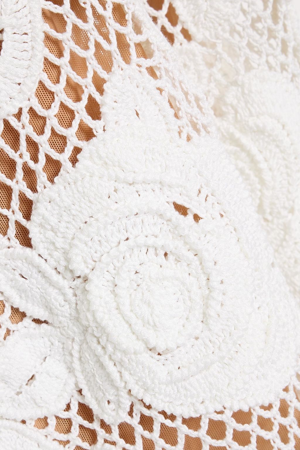 Crocheted cotton midi dress - white - XL