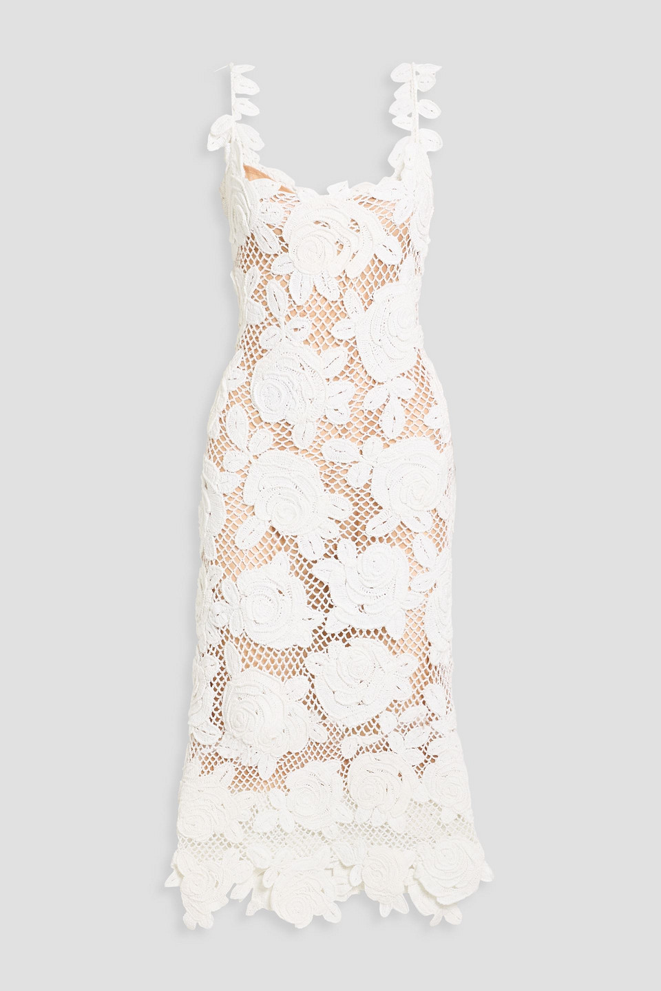 Oscar De La Renta Crocheted Cotton Midi Dress In White