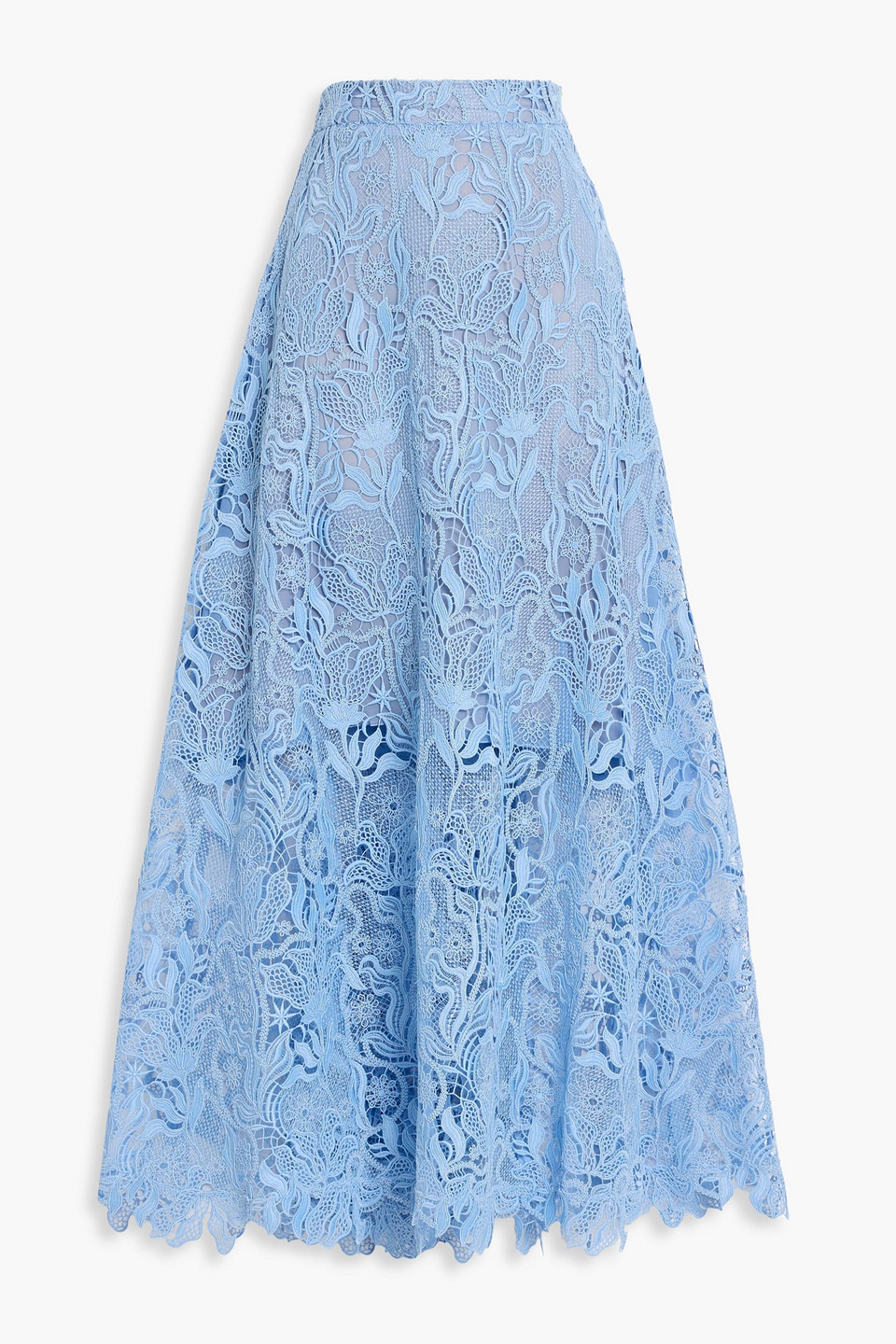 Oscar De La Renta Macramé Lace Midi Skirt In Blue