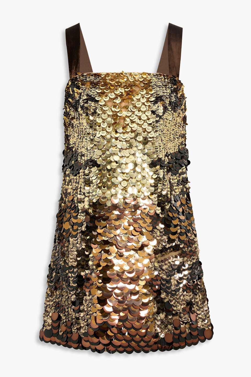 Oscar De La Renta Velvet-trimmed Sequined Tulle Mini Dress In Multi