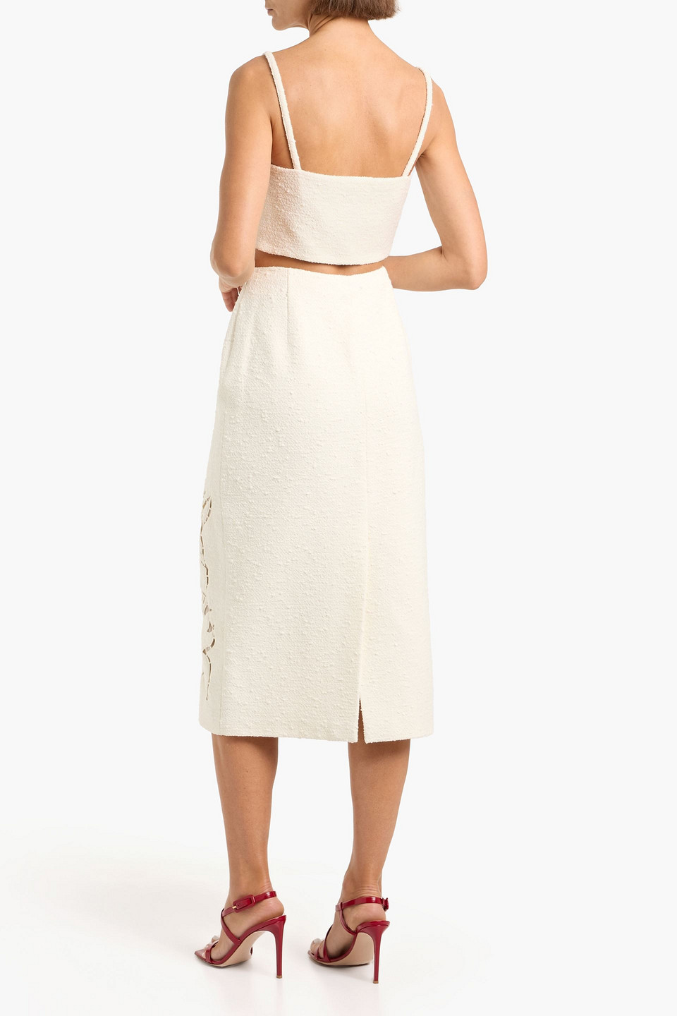  Oscar De La Renta - Cropped Oberteil Aus Bouclé Und Guipure-spitze Aus Einer Baumwollmischung - Weiß - Us 2 