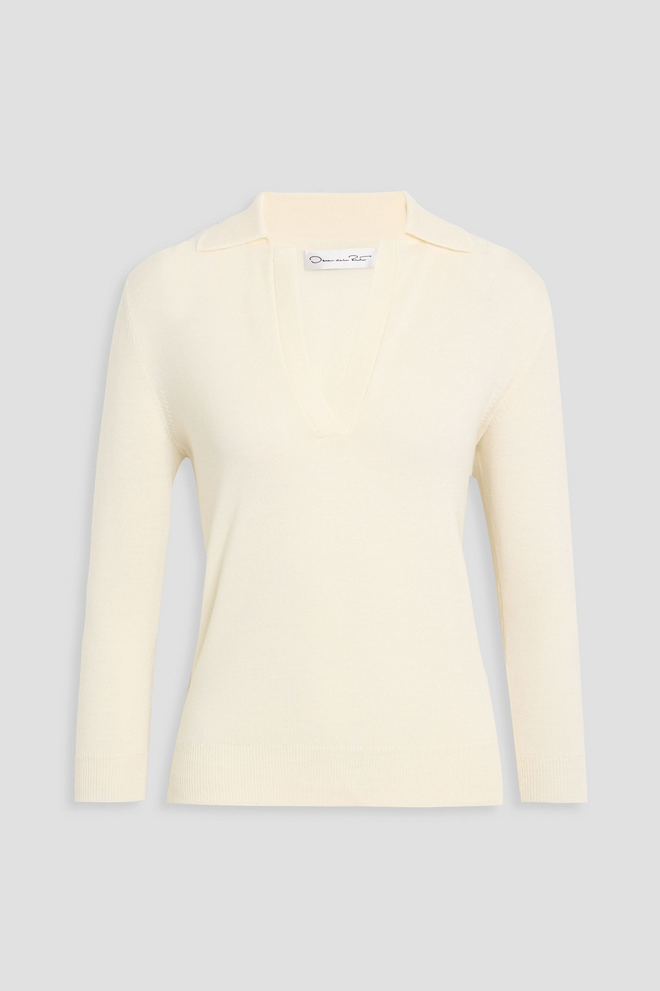 Oscar De La Renta Wool Polo Sweater In Neutral