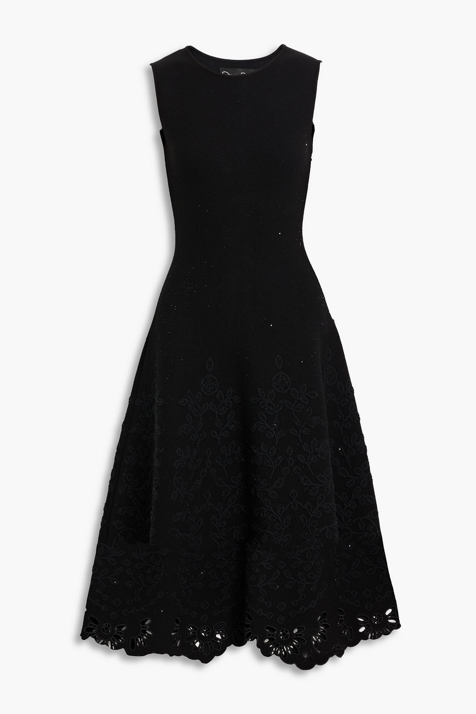 Oscar De La Renta Sequin-embellished Jacquard-knit Midi Dress In Black