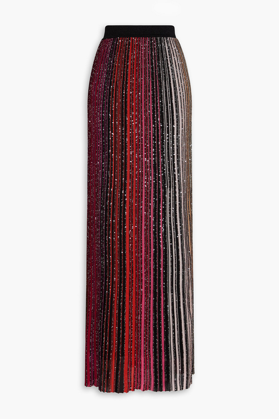 missoni - metallic striped ribbed-knit maxi skirt - black - it 36