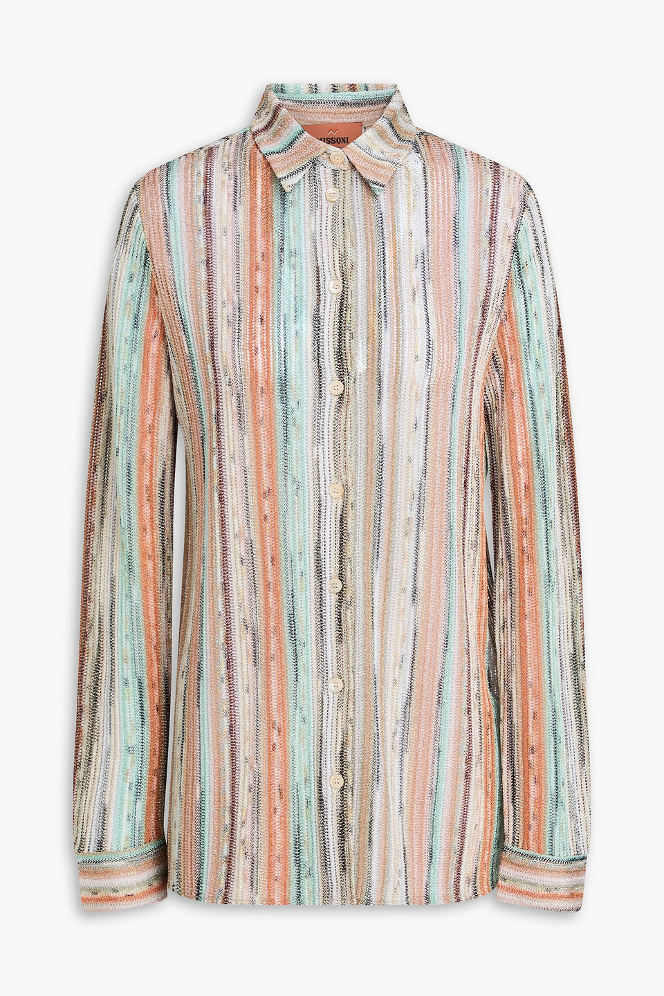 missoni - metallic striped crochet-knit shirt - multicolor - it 40