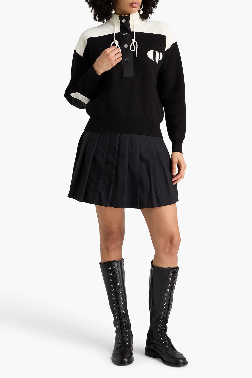  Claudie Pierlot - Strickpullover Mit Shell-besatz - Schwarz - 1 
