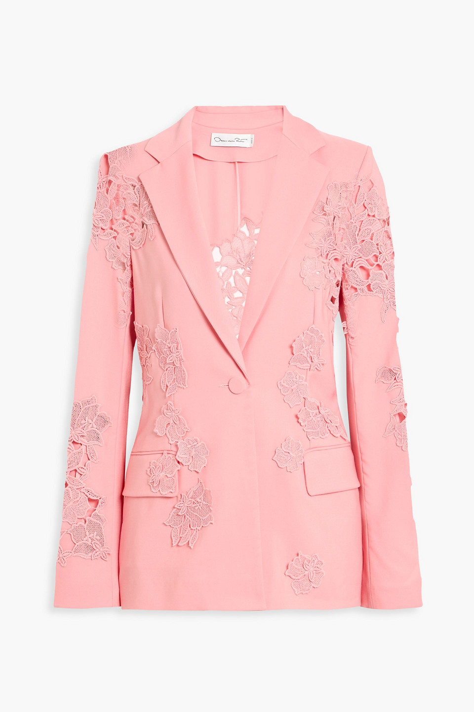 Oscar De La Renta Guipure Lace-paneled Wool And Mohair-blend Blazer In Multi