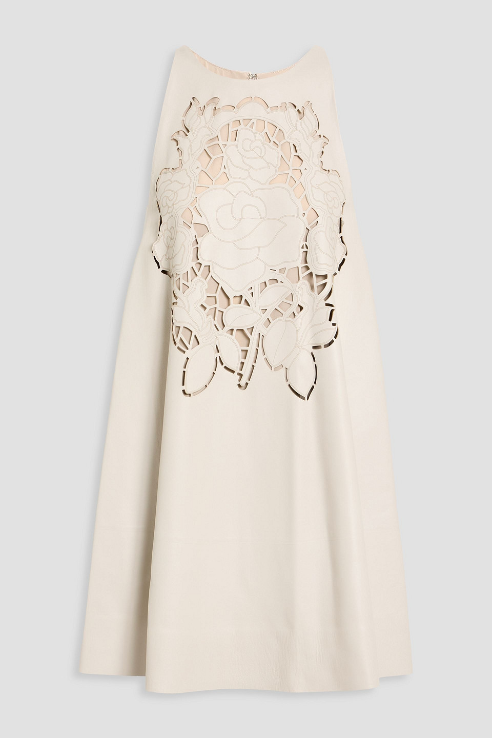 oscar de la renta - laser-cut leather mini dress - white - us 0
