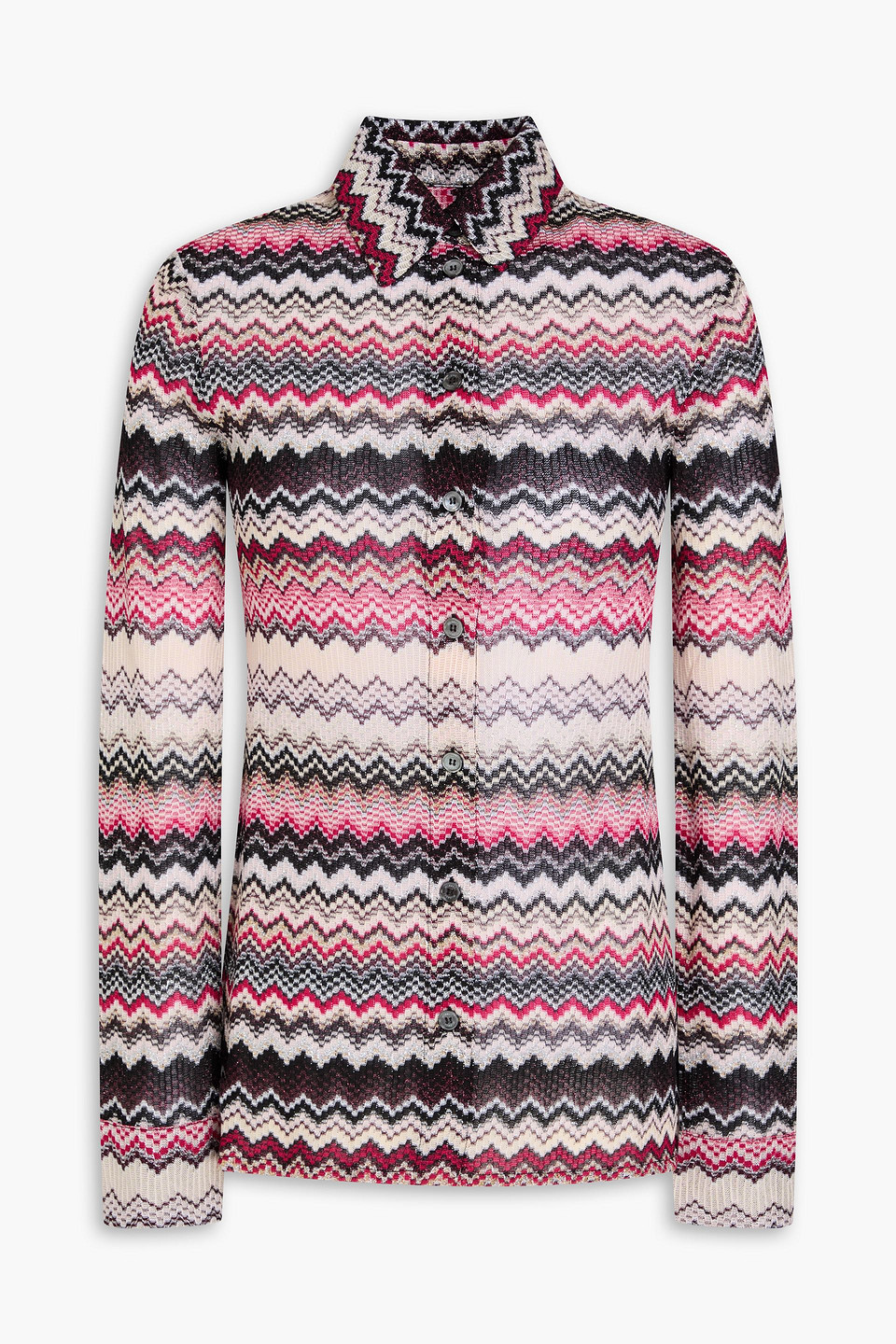 Missoni Metallic Crochet-knit Shirt In Multi