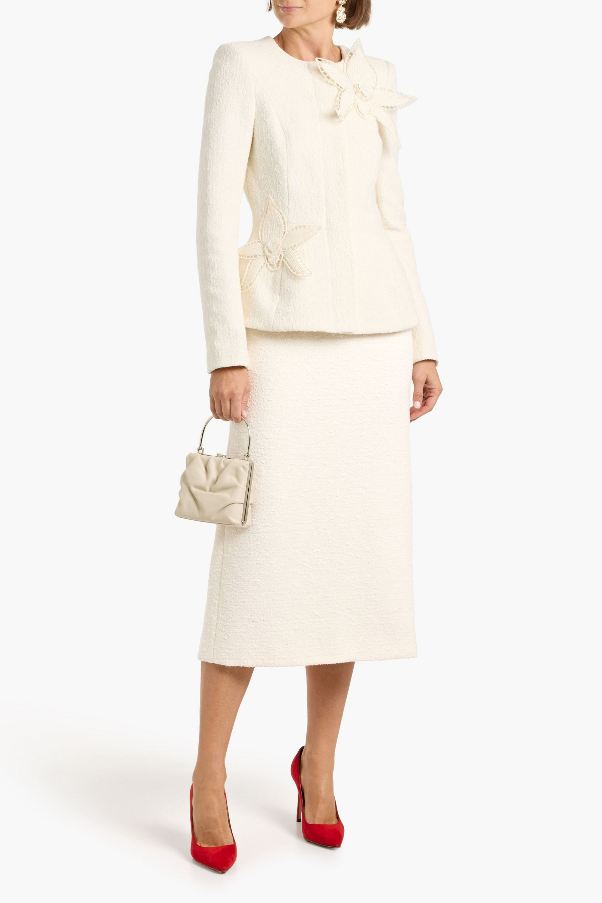Oscar de la Renta Cotton-blend tweed midi skirt