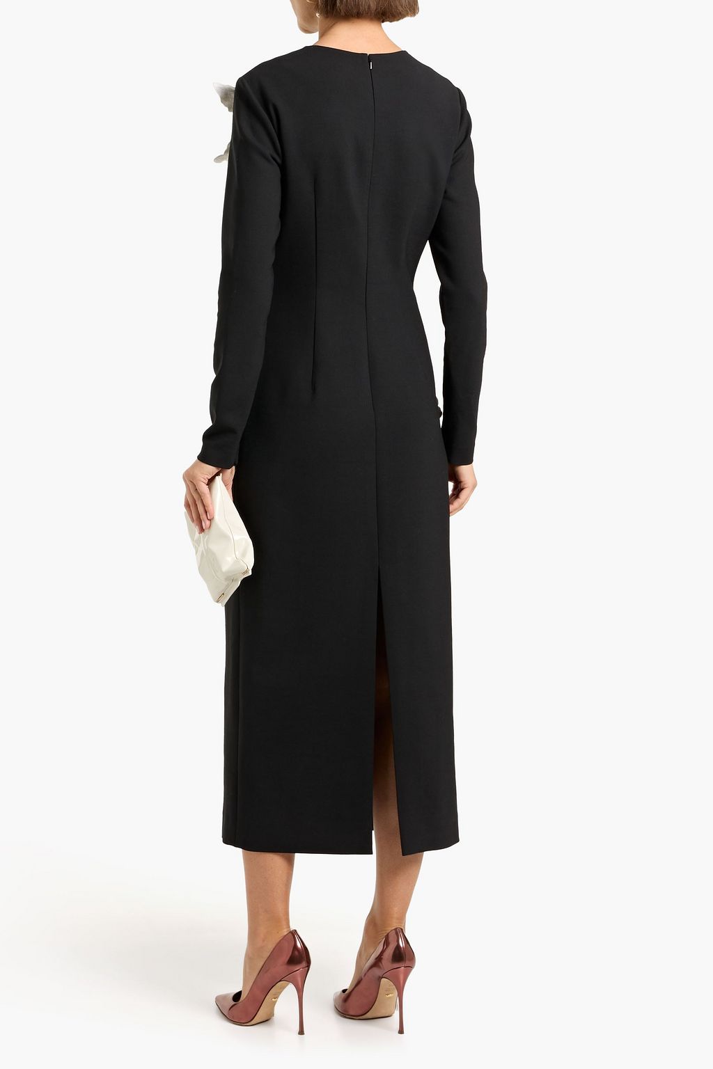 saloni camille bow-embellished velvet midi dress Saloni | Racing Green Bows