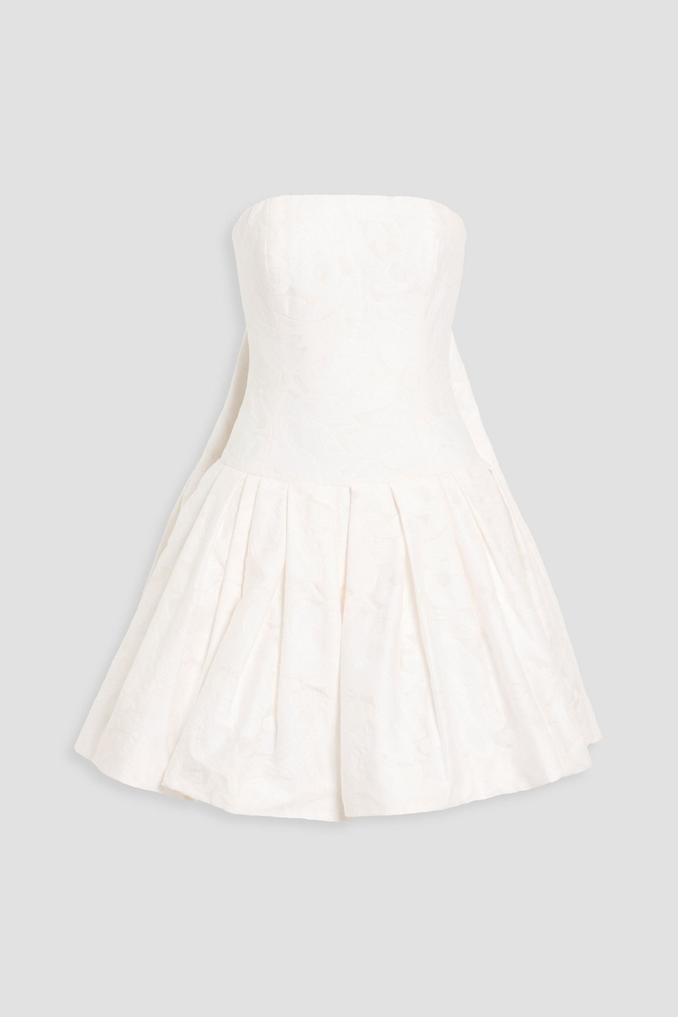 oscar de la renta - strapless pleated jacquard mini dress - white - us 2