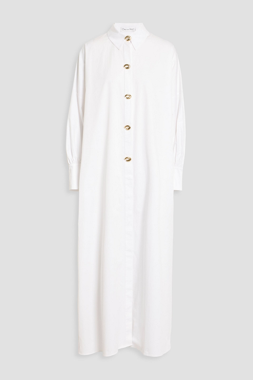 Oscar De La Renta Cotton-blend Poplin Maxi Shirt Dress In White