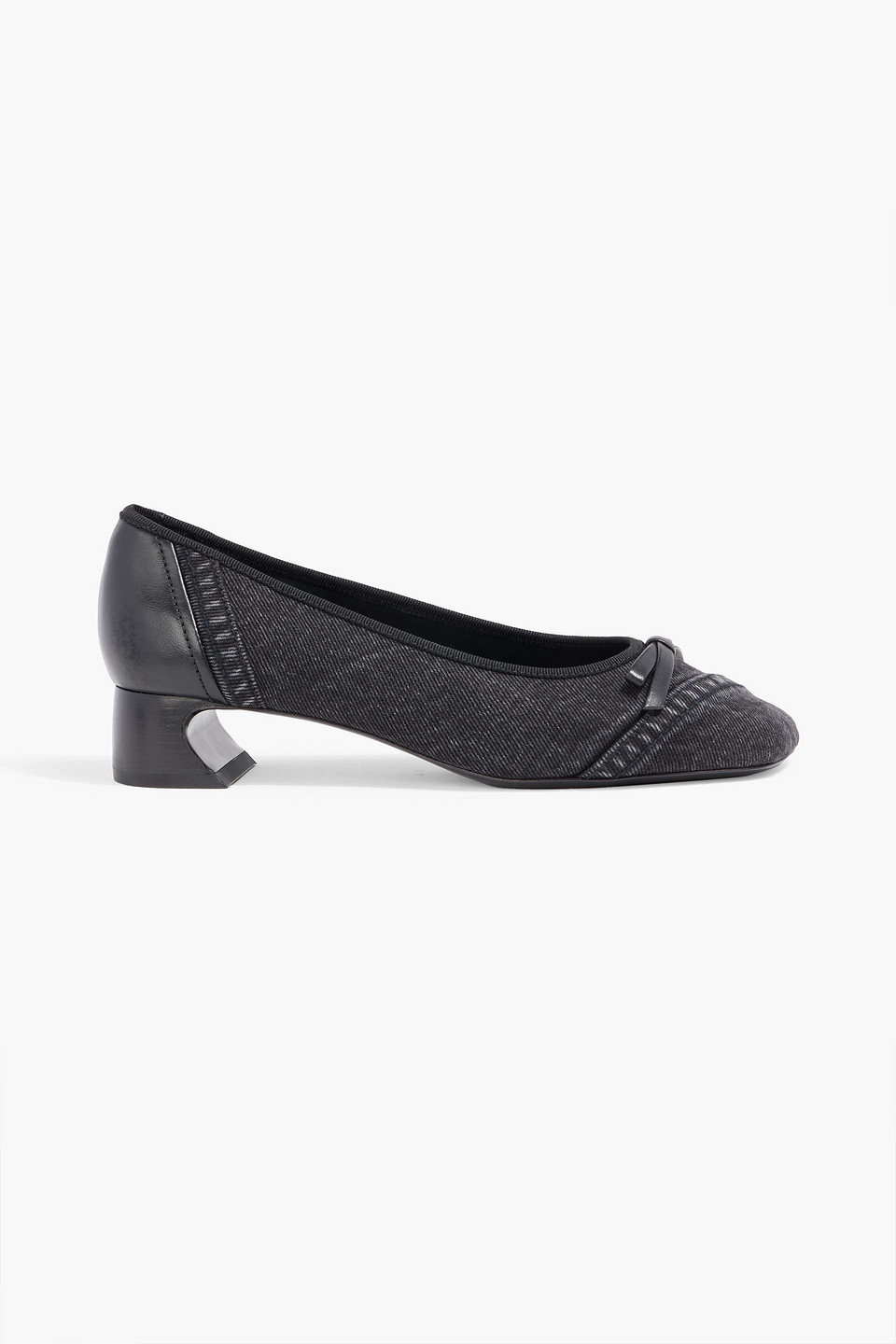 3.1 phillip lim - id bow-detailed denim pumps - black - eu 35