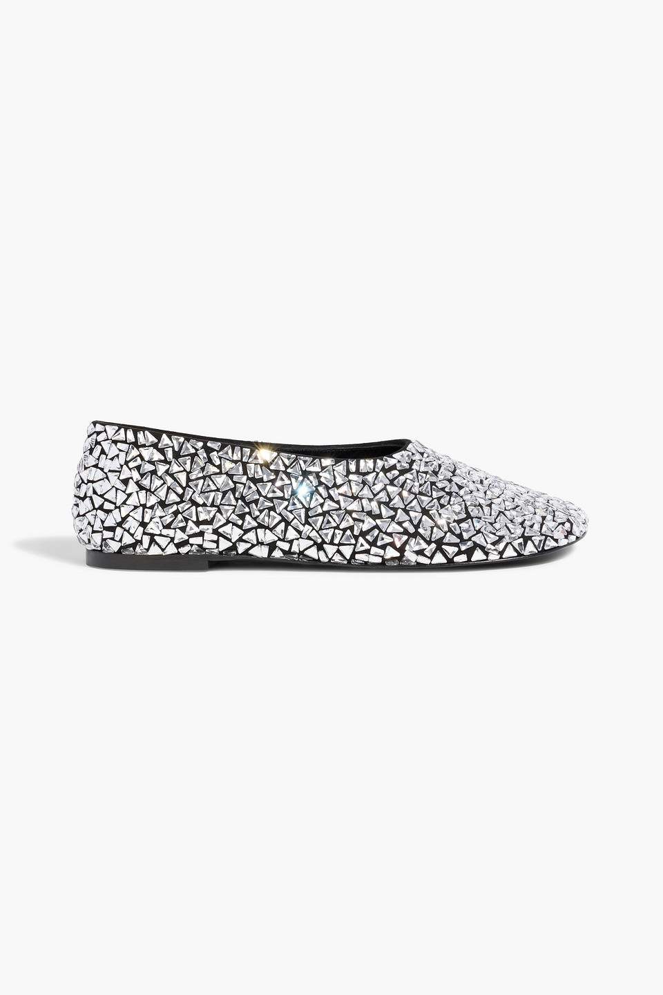 proenza schouler - giove crystal-embellished leather ballet flats - black - eu 36