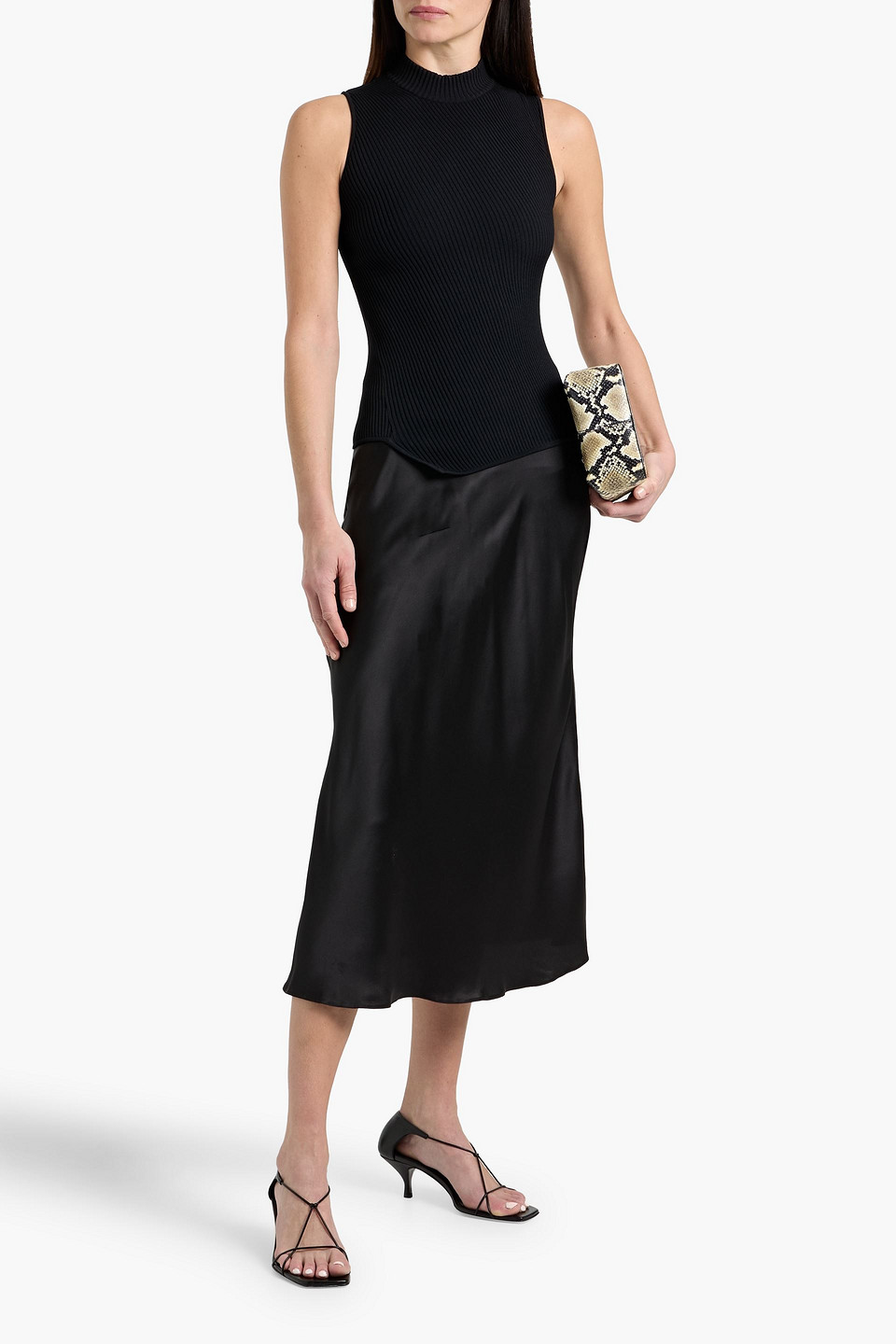 Totême Asymmetric Ribbed-knit Turtleneck Top In Multi