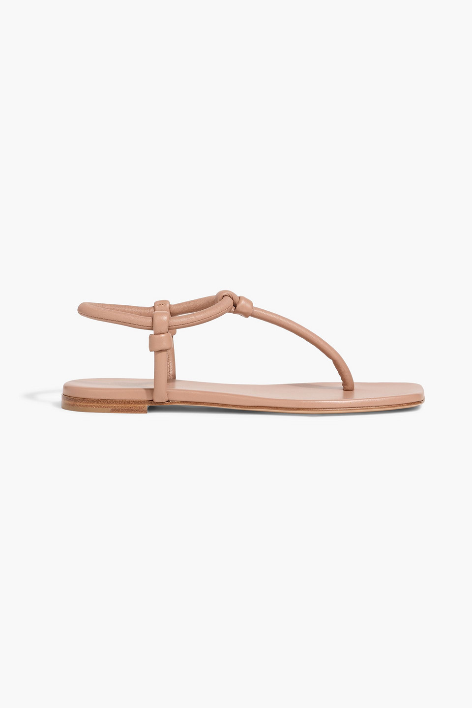 Gianvito Rossi Juno Tubular Leather Thong Sandals In Brown