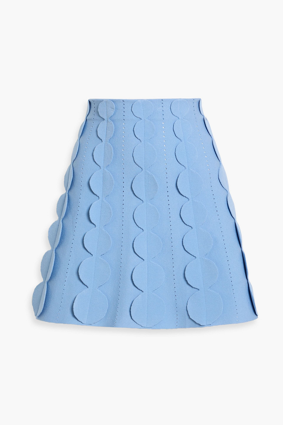 Oscar De La Renta Scalloped Stretch-knit Mini Skirt In Blue