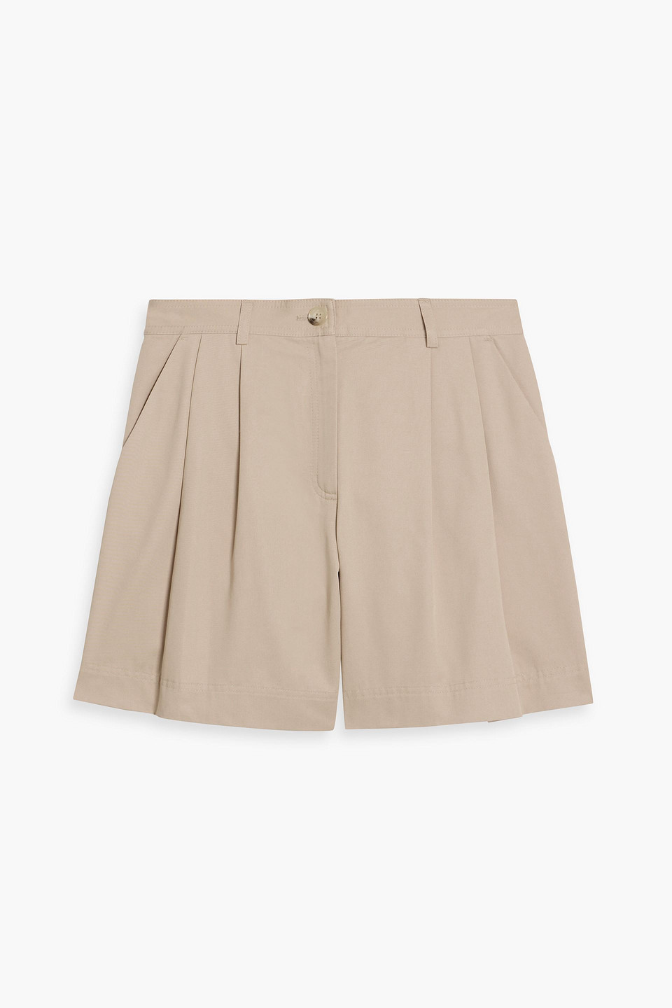 Totême Pleated Cotton-twill Shorts In Neutral