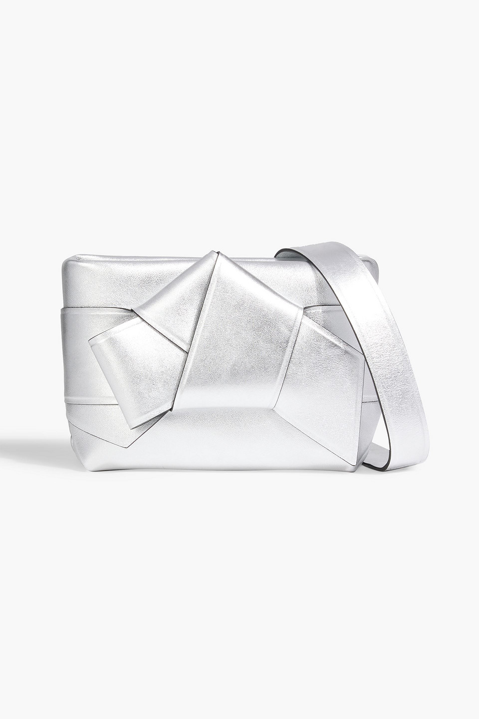 Acne Studios Musubi Knotted Metallic Leather Shoulder Bag In Silver