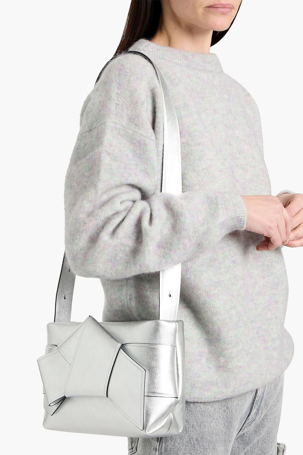 ACNE STUDIOS Musubi knotted metallic leather shoulder bag | THE OUTNET