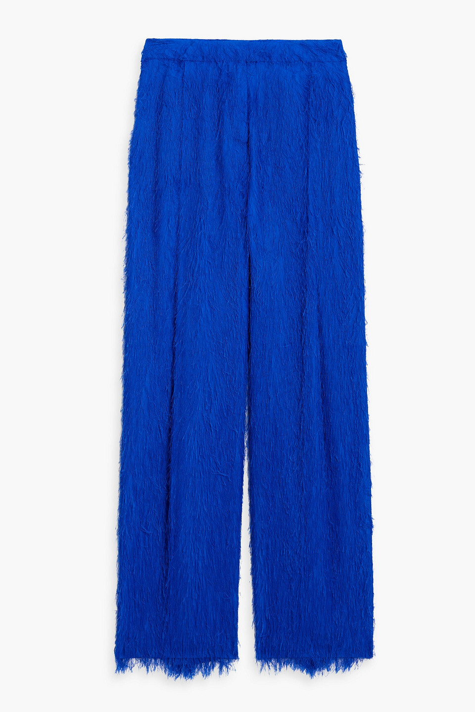 Oscar De La Renta Fringed Twill Wide-leg Pants In Blue