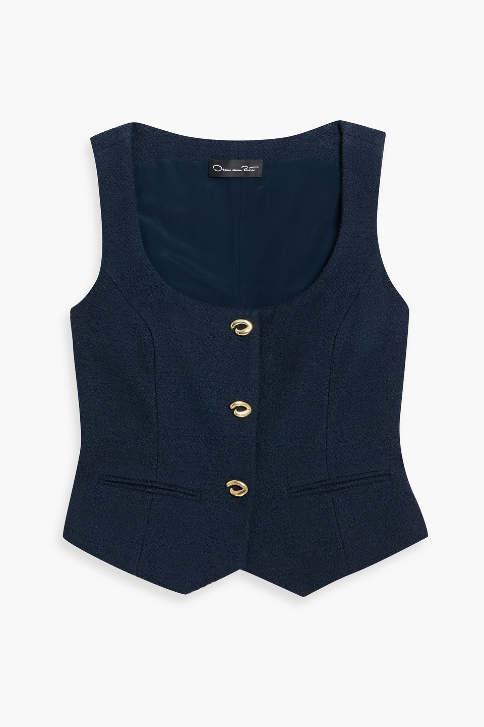 Oscar De La Renta Cotton-blend Bouclé-tweed Vest In Blue