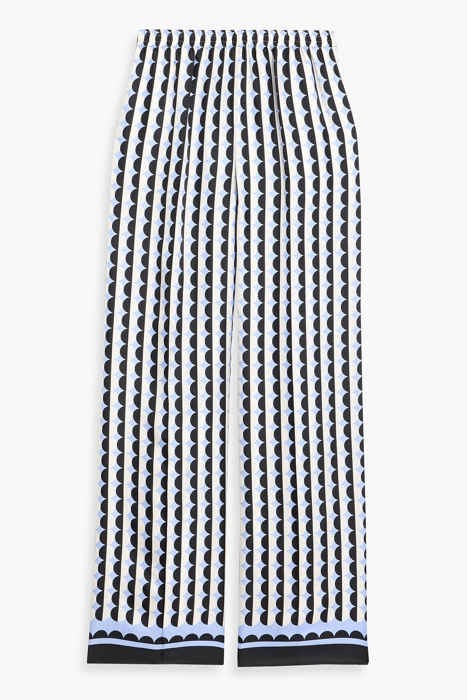oscar de la renta - printed silk-twill wide-leg pants - blue - us 0