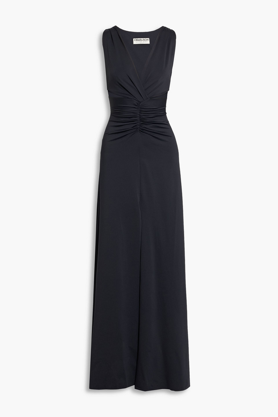 chiara boni la petite robe - naoya ruched cutout stretch-jersey maxi dress - black - m