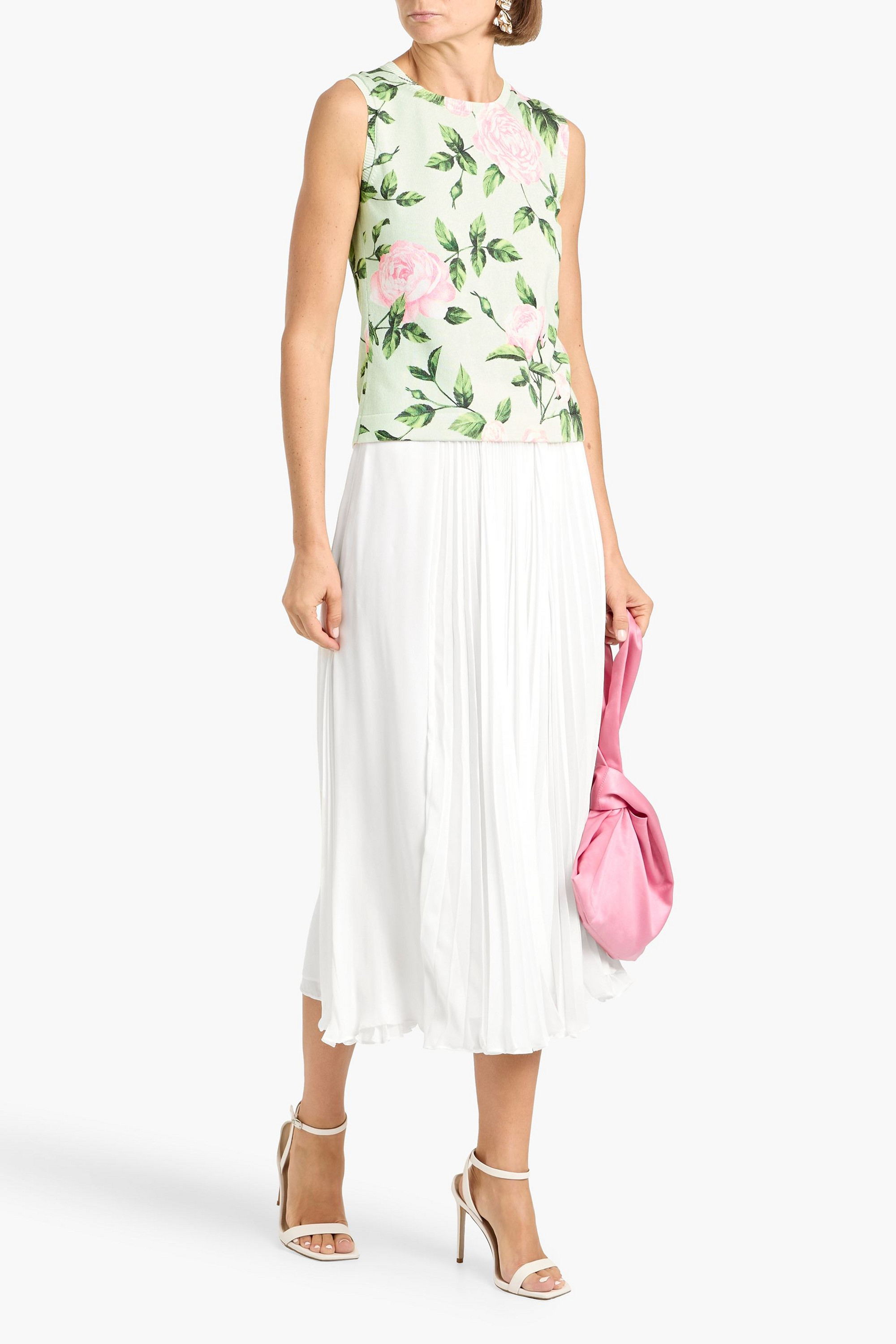 Oscar de la Renta Floral-print cotton-blend top