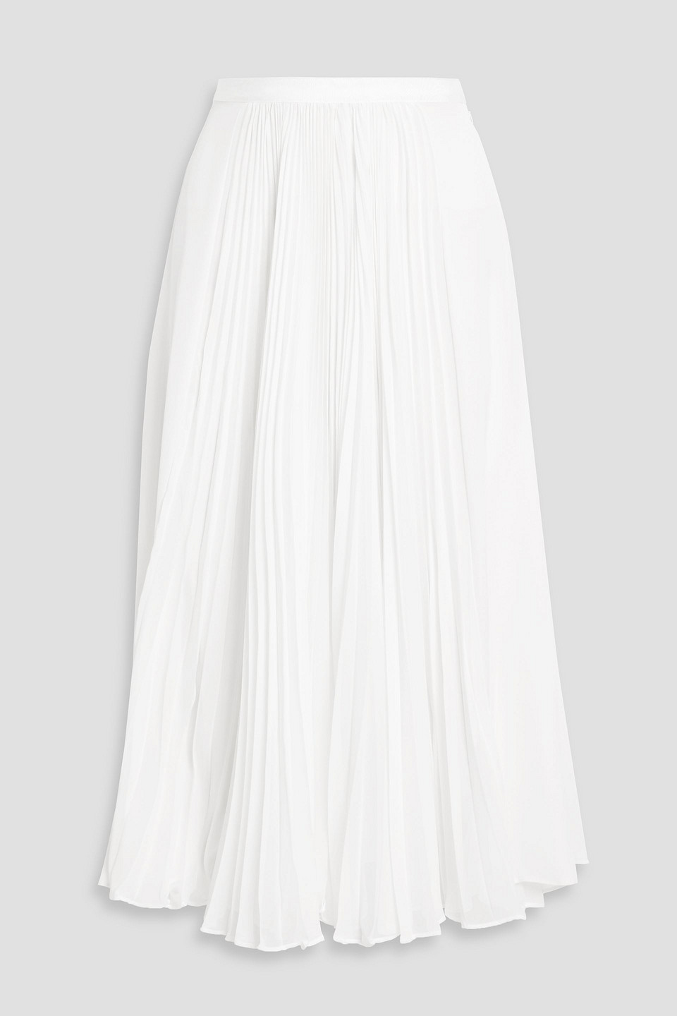 Oscar De La Renta Pleated Chiffon Midi Skirt In White