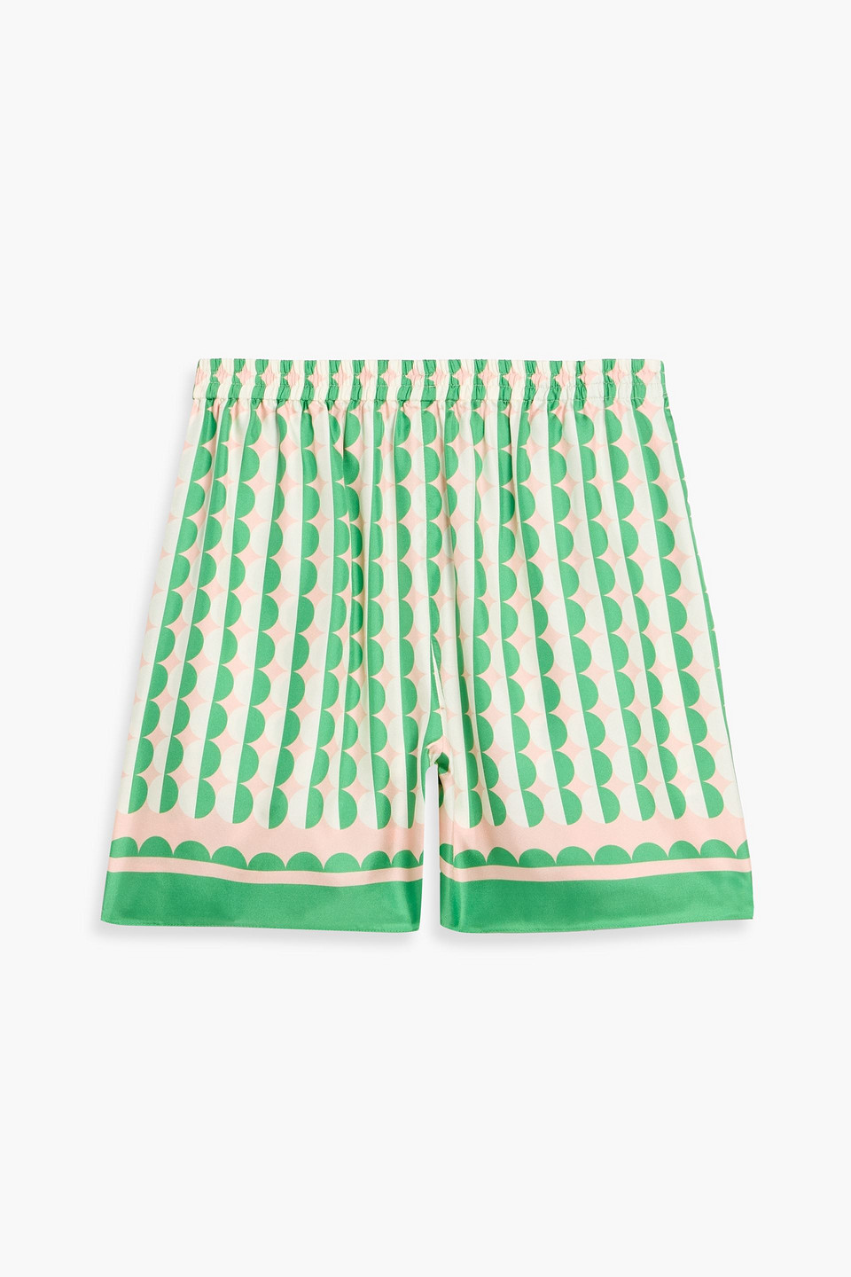 oscar de la renta - printed silk-twill shorts - green - us 2