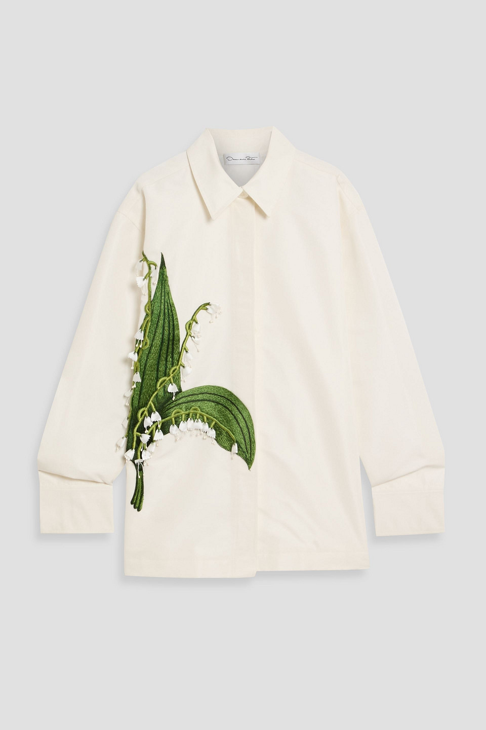 Oscar De La Renta Floral-appliquéd Faille Jacket In White