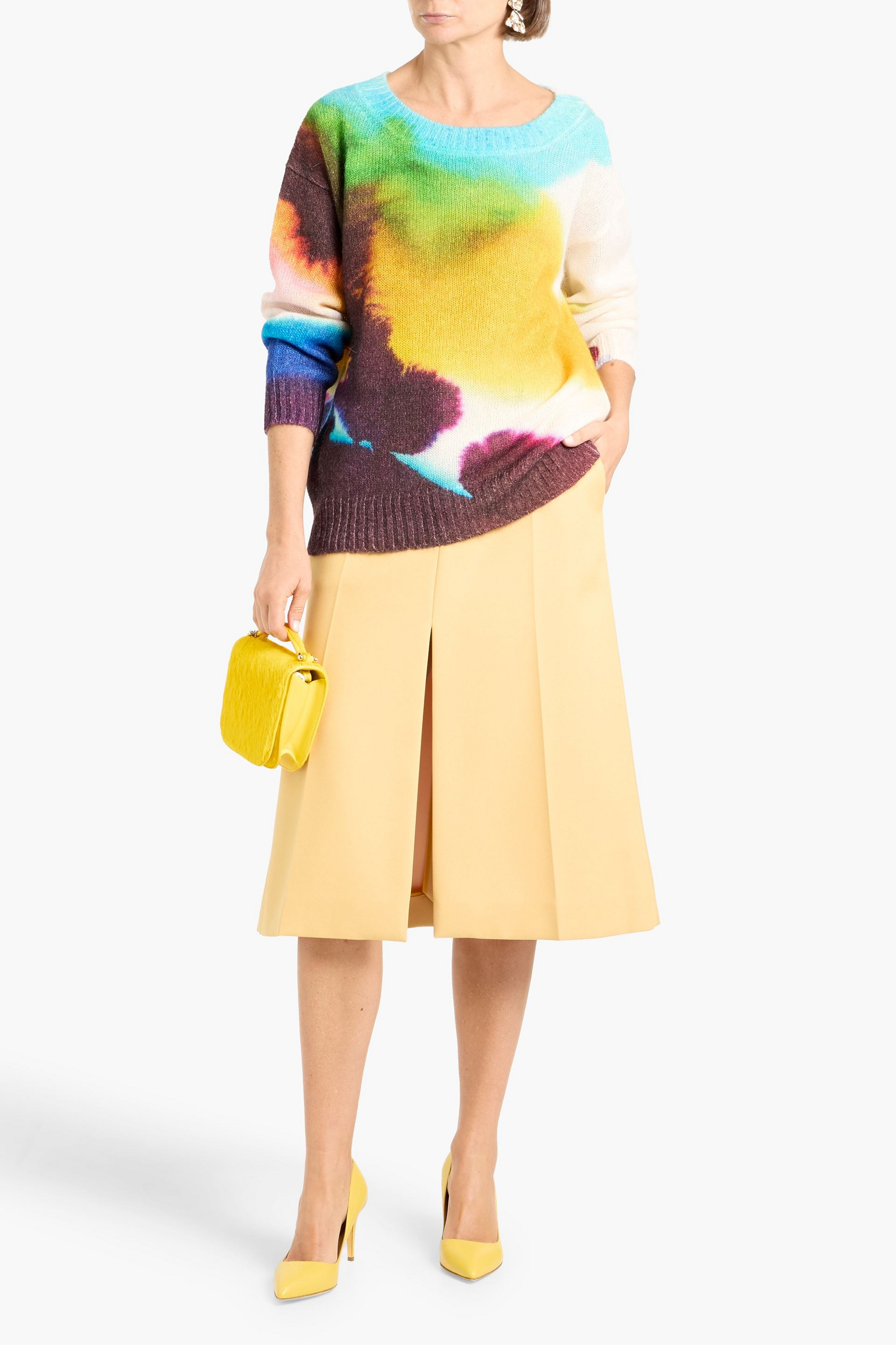 Oscar de la Renta Printed mohair-blend sweater