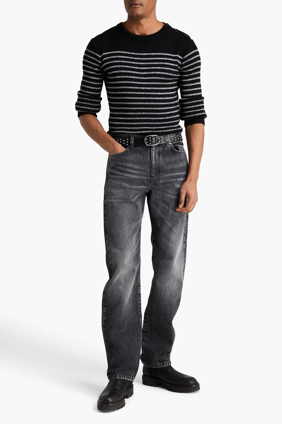 Versace - Jeans Aus Denim Mit Sitzfalten - Grau - 32 
