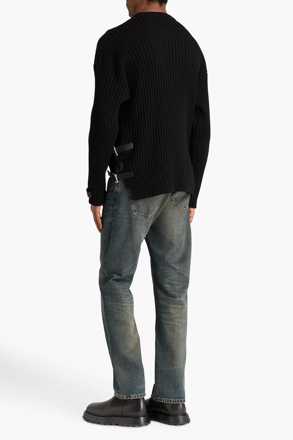  Versace - Pullover Aus Gerippter Wolle Mit Schnalle - Schwarz - It 48 