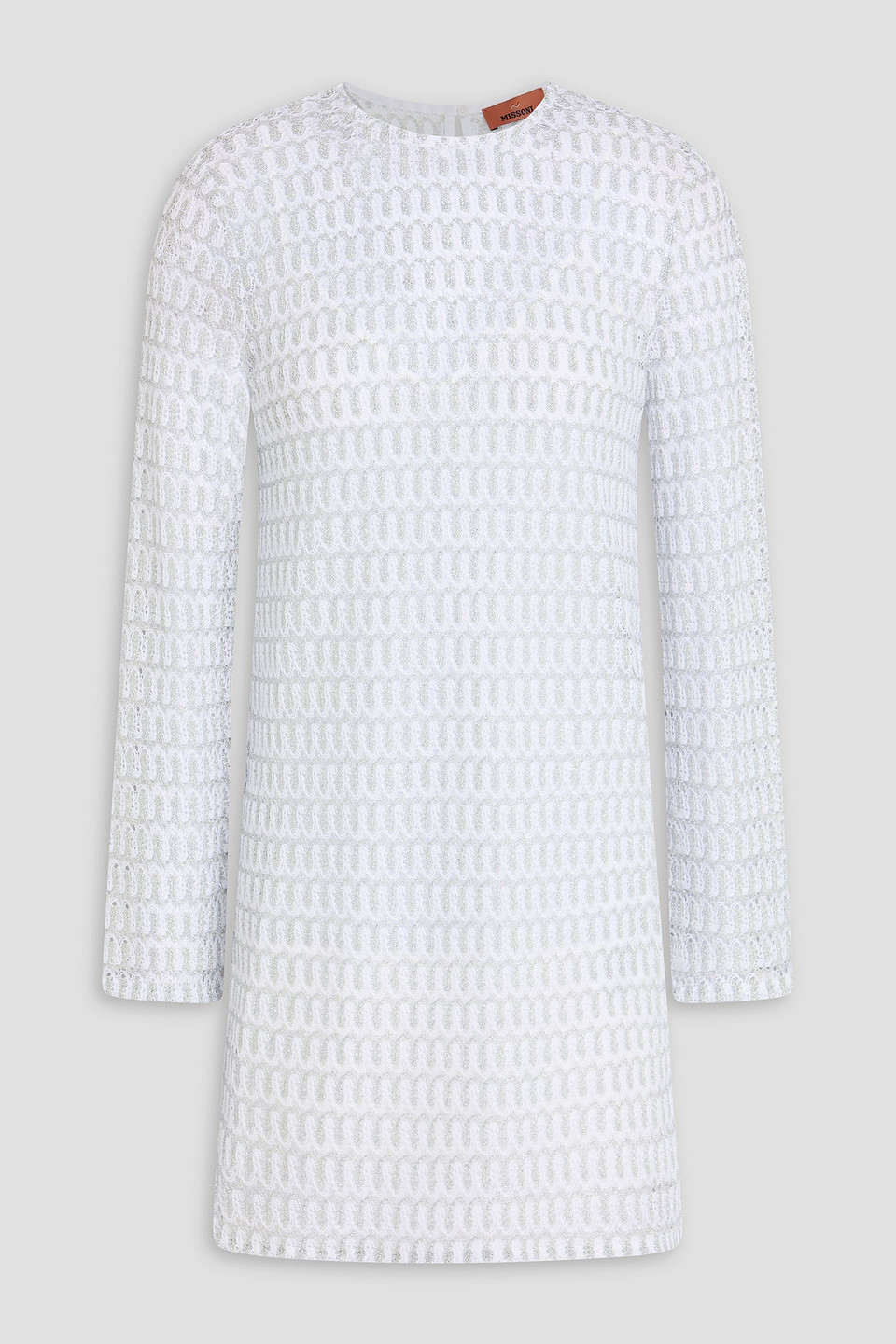 Missoni Metallic Crochet-knit Mini Dress In White