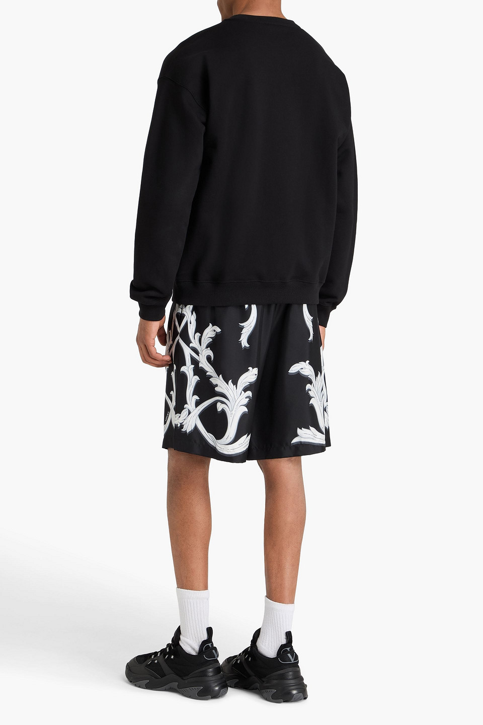  Versace - Sweatshirt Aus Baumwollfleece Mit Logoprint - Schwarz - L 