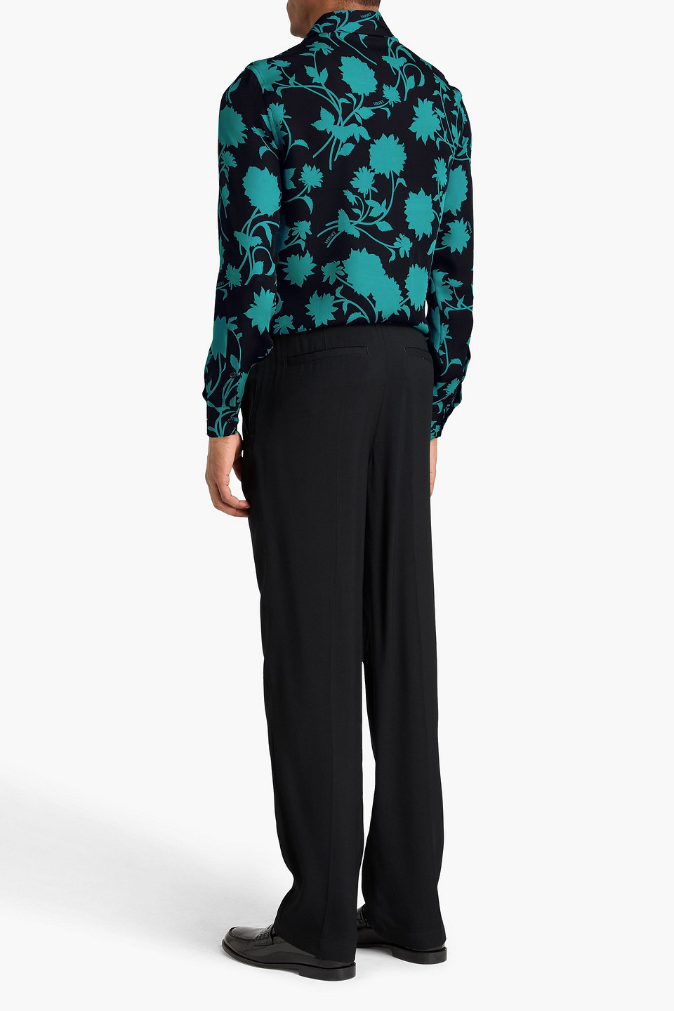  Versace - Hemd Aus Seiden-georgette Mit Blumenprint - Blau - It 44 