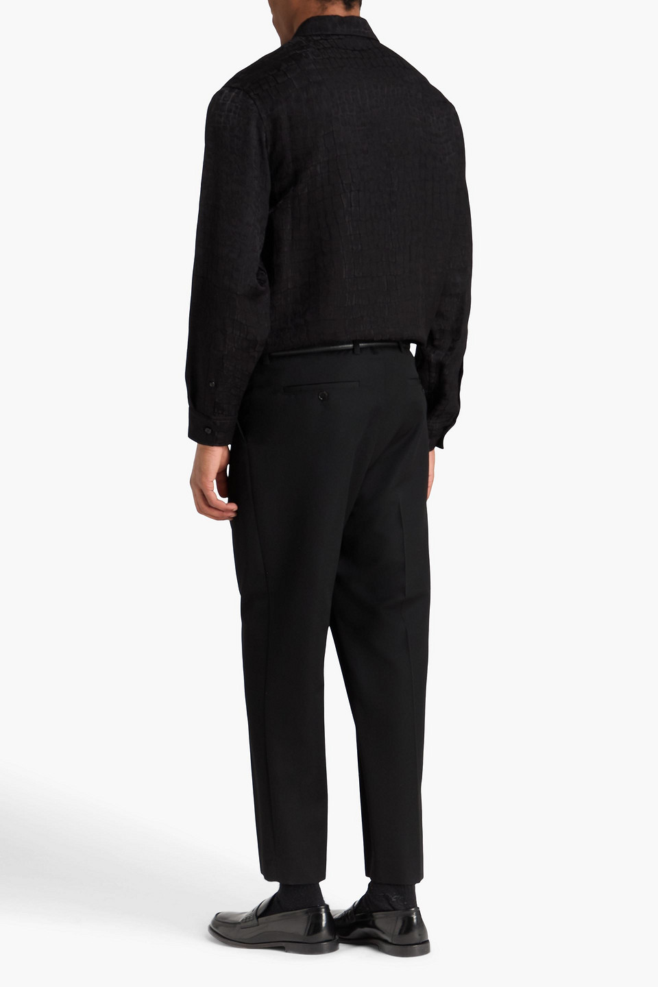  Versace - Hemd Aus Glänzendem Jacquard - Schwarz - It 48 