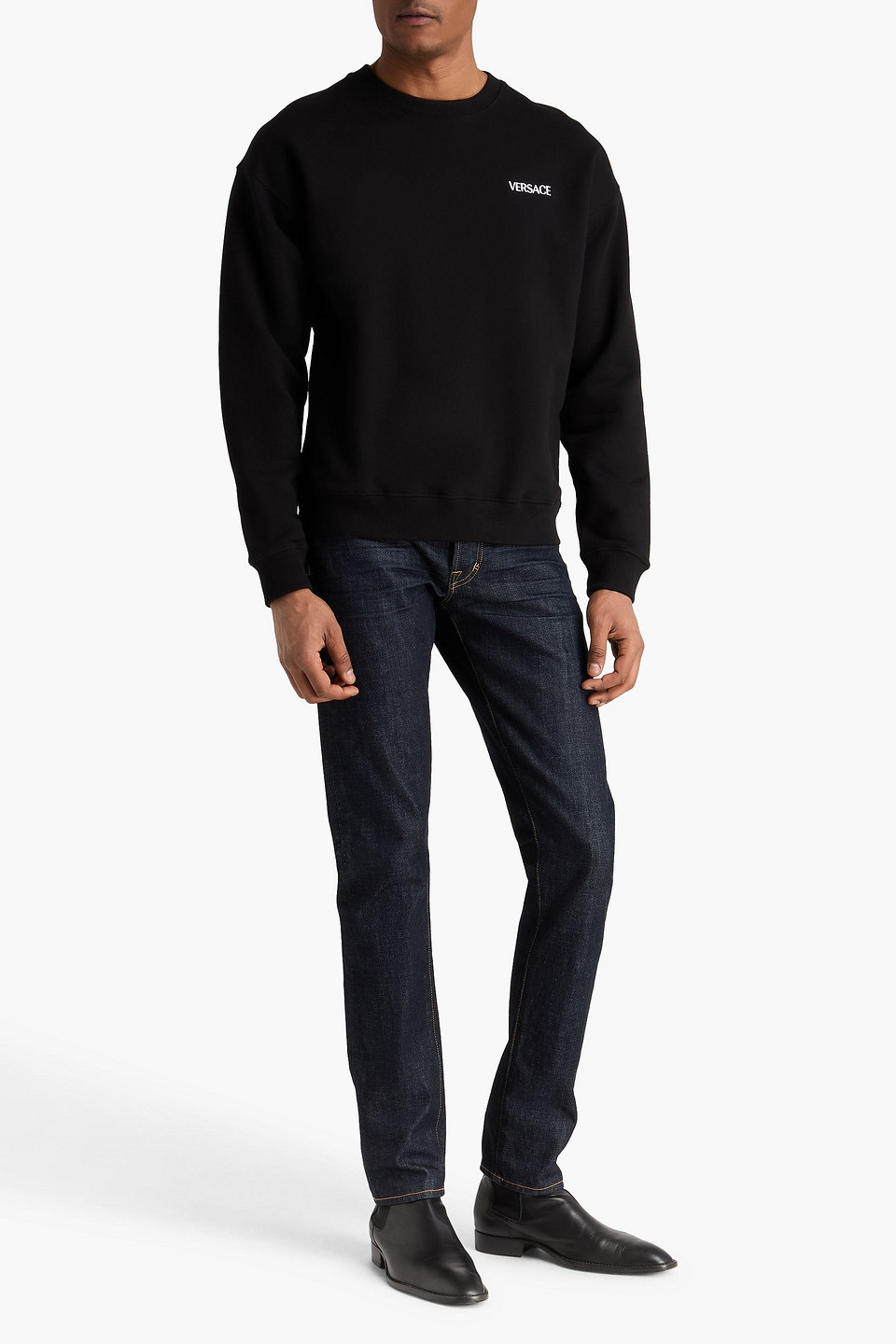  Versace - Sweatshirt Aus Baumwollfleece Mit Print - Schwarz - Xs 