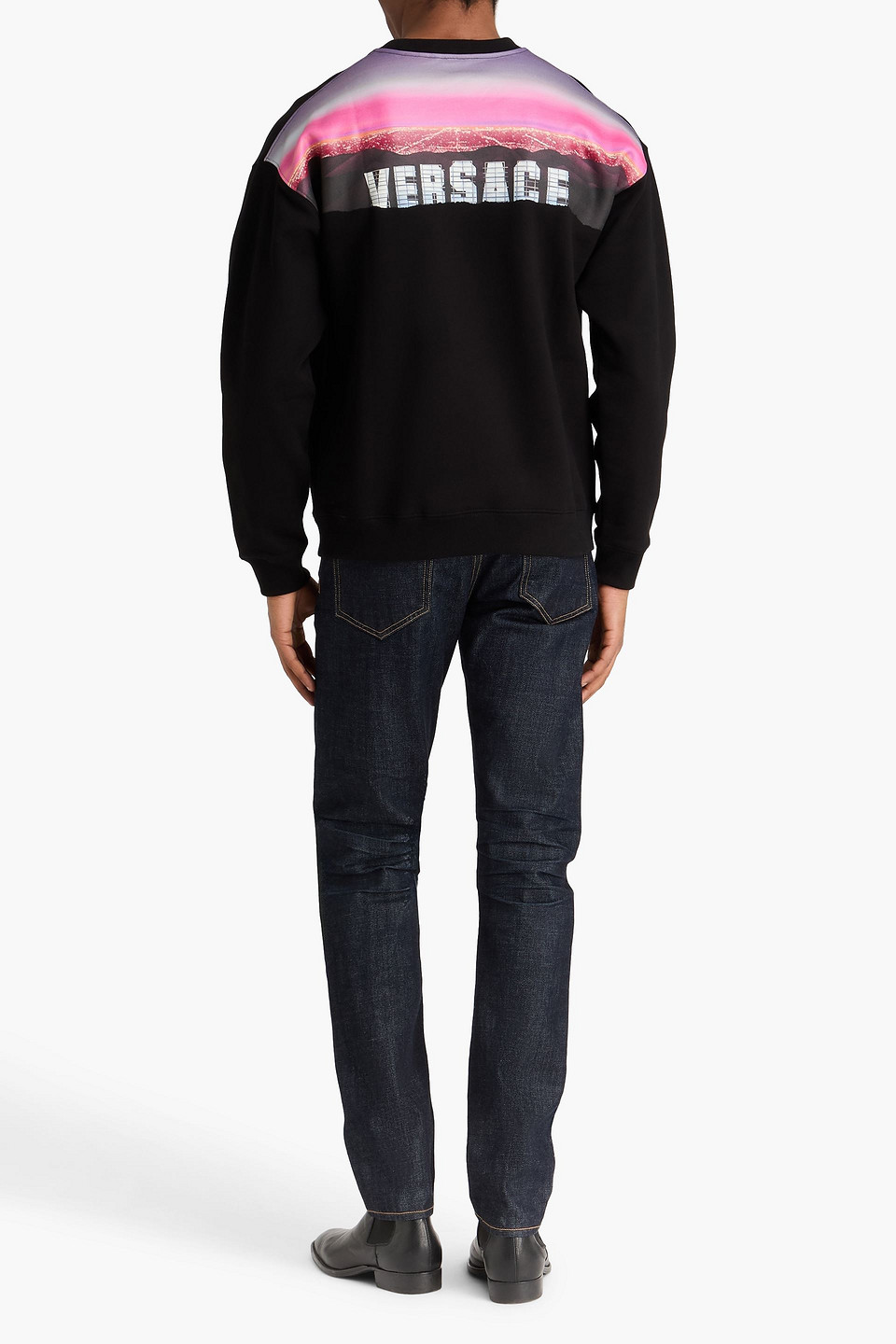  Versace - Sweatshirt Aus Baumwollfleece Mit Print - Schwarz - Xs 
