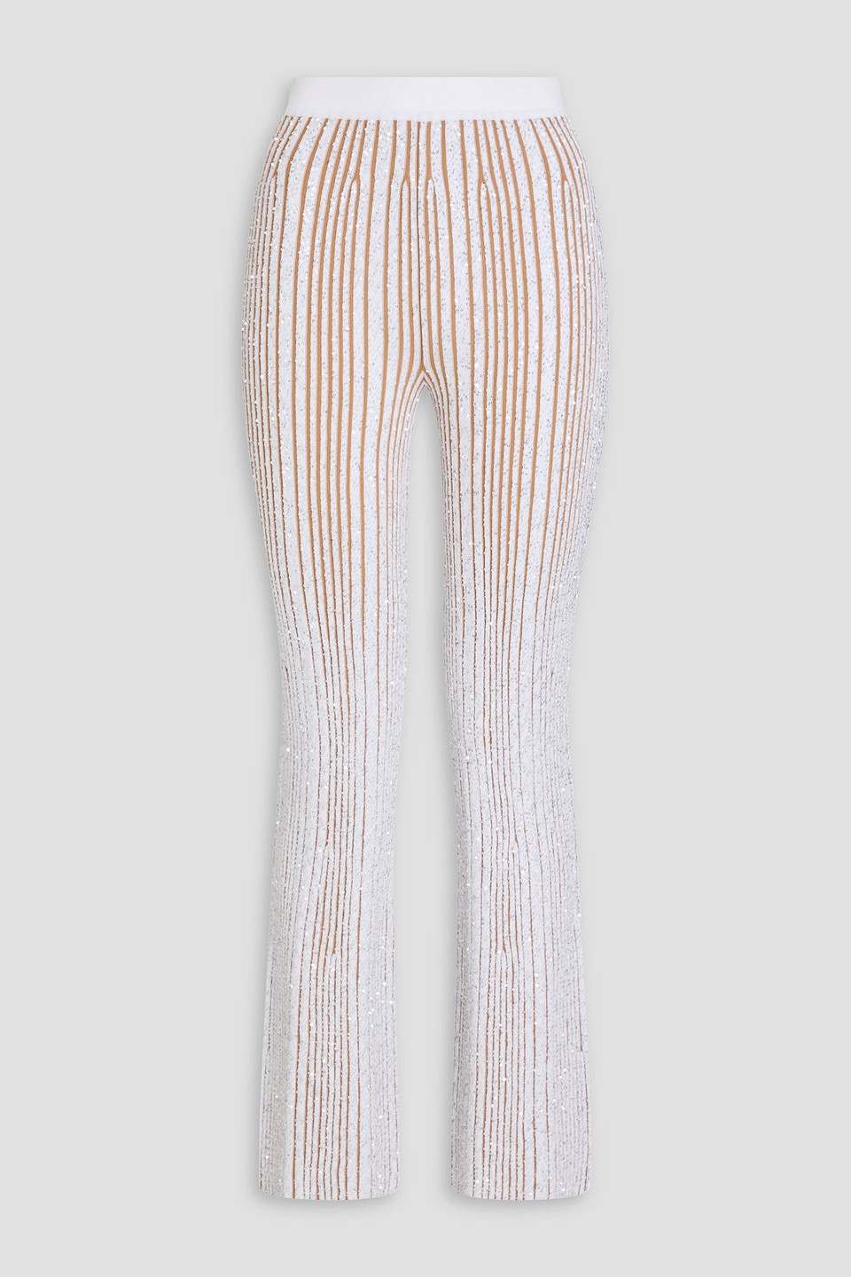 missoni - metallic ribbed-knit bootcut pants - white - it 38