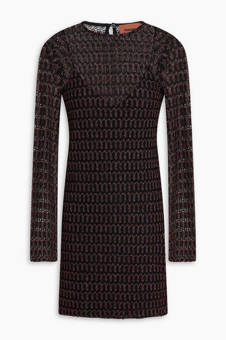 Missoni Metallic Crochet-knit Mini Dress In Black