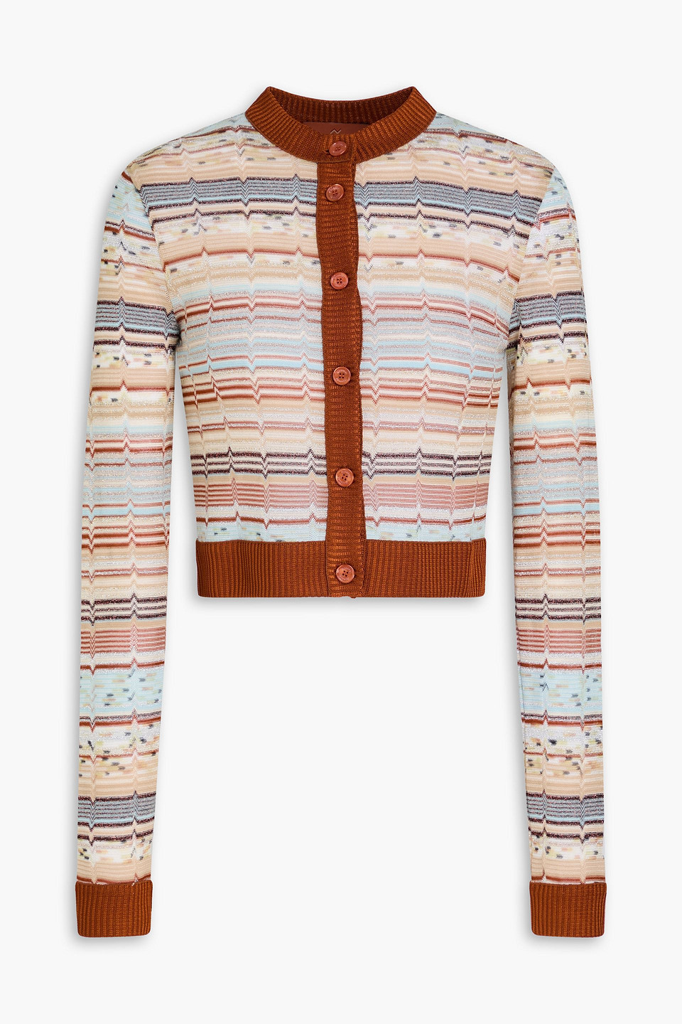 Missoni Cropped Metallic Crochet-knit Cardigan In Neutral
