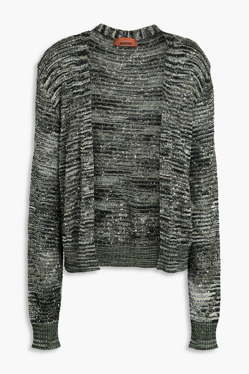 Missoni Sequin-embellished Crochet-knit Cardigan In Green