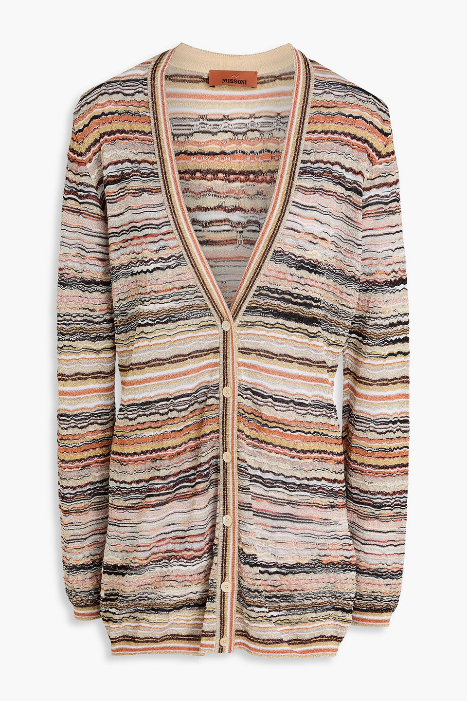 Missoni Metallic Crochet-knit Cardigan In Animal Print