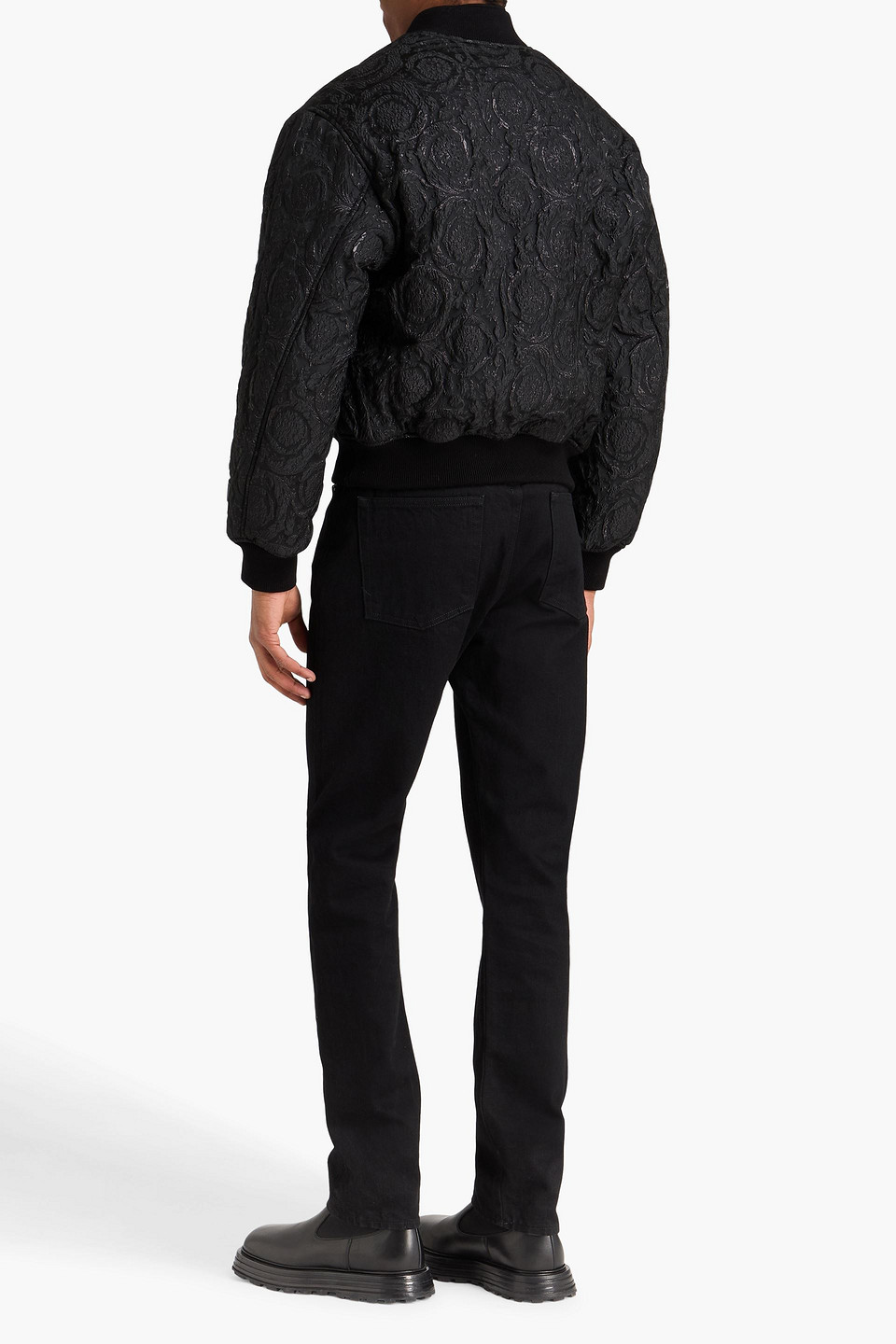  Versace - Metallic Brocade Bomber Jacket - Black - It 46 