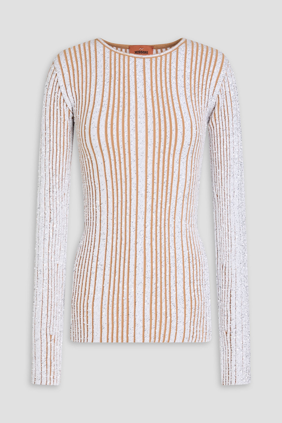 Missoni Sequin-embellished Striped Ribbed-knit Sweater In White