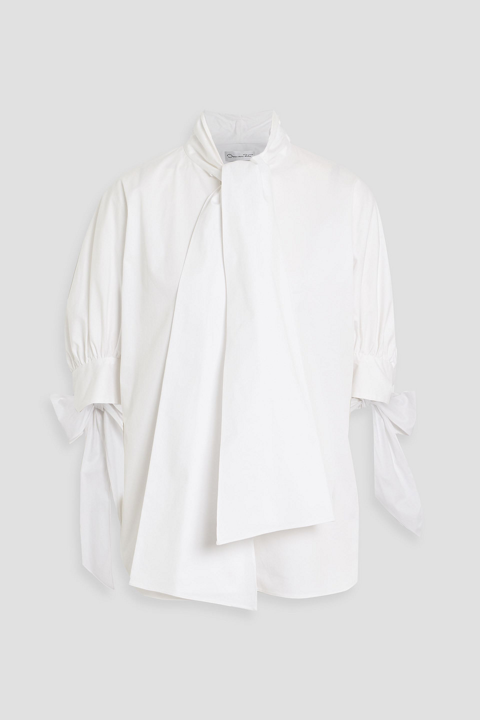 Oscar De La Renta Cotton-blend Poplin Top In White